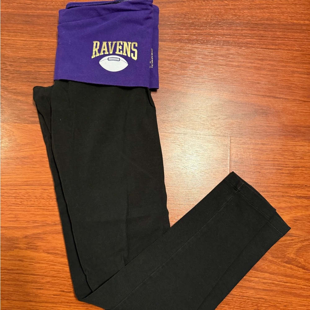 PINK Victoria's Secret Black & Purple Baltimore Ravens Capri Leggings